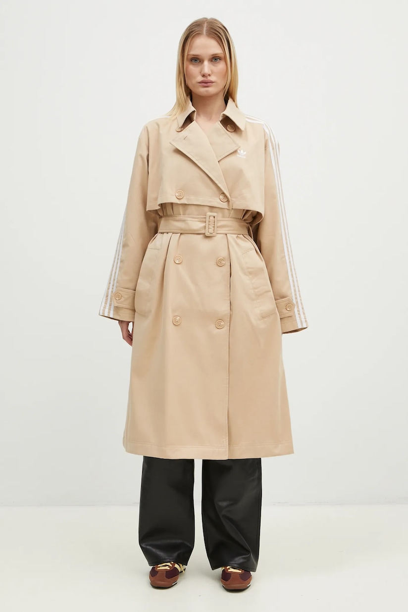 adidas Originals trench coat Adicolor women's beige color IZ0382 adidas Originals trench coat Adicolor women's beige color IZ0382