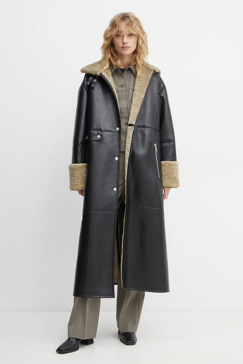 コート nanushka COAT (NW24FWOW36970 TAUPEBLACK) Nanushka Regenerated Leather Biker Coat | REVERSIBLE