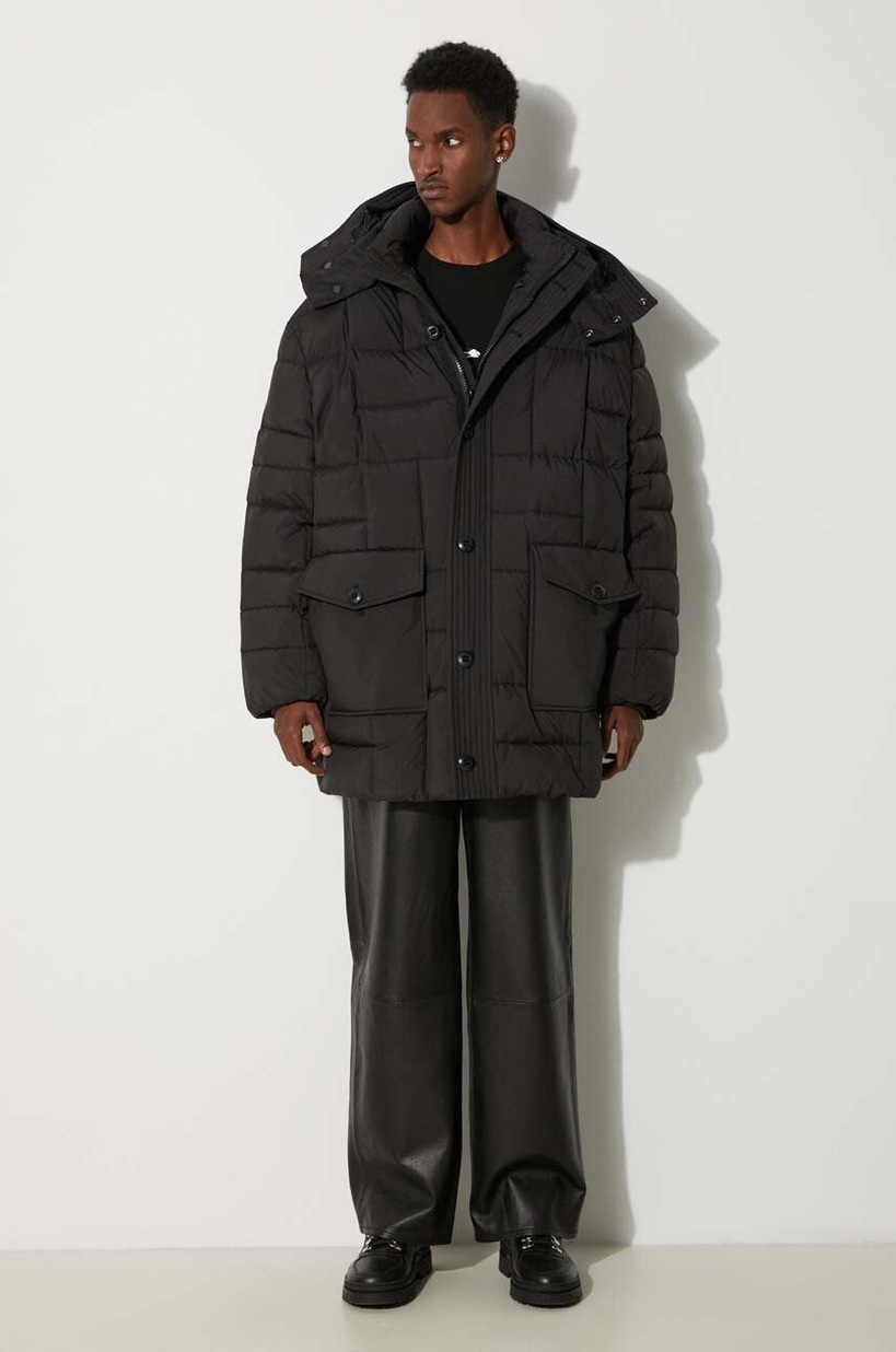 Kenzo down jacket Weave Mid-Length Winter men's black color
