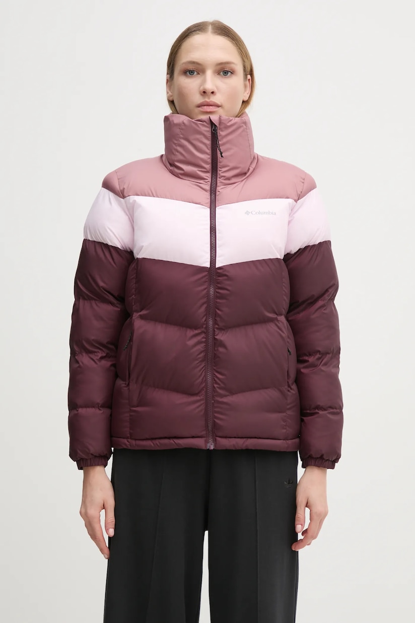 Columbia jacket Puffect Colorblock women's maroon color 2088481 at Columbia jacket Puffect Colorblock women's maroon color 2088481 at
