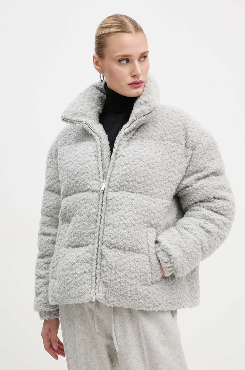 Moschino Jeans kurtka z domieszką wełny kolor szary zimowa A0613