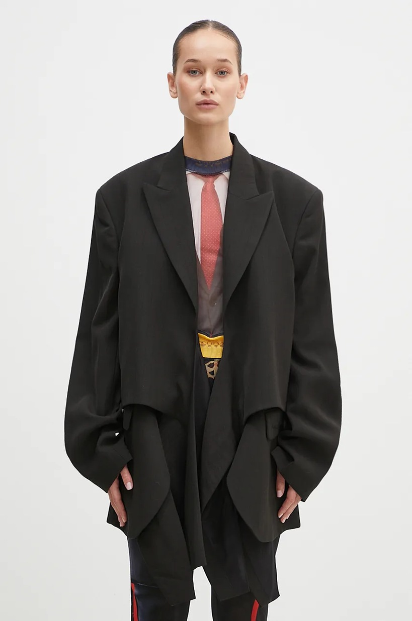 JW Anderson silk-blend jacket Tailored Wrap black color smooth