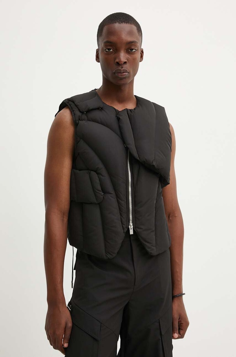 adidas vestă de puf bărbați, culoarea negru, de tranziție HZ5728