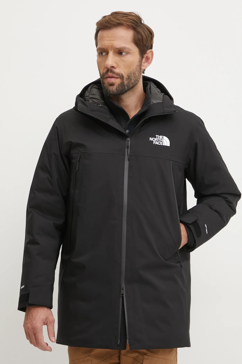 The North Face geaca de puf MTN Range barbati, culoarea negru, de