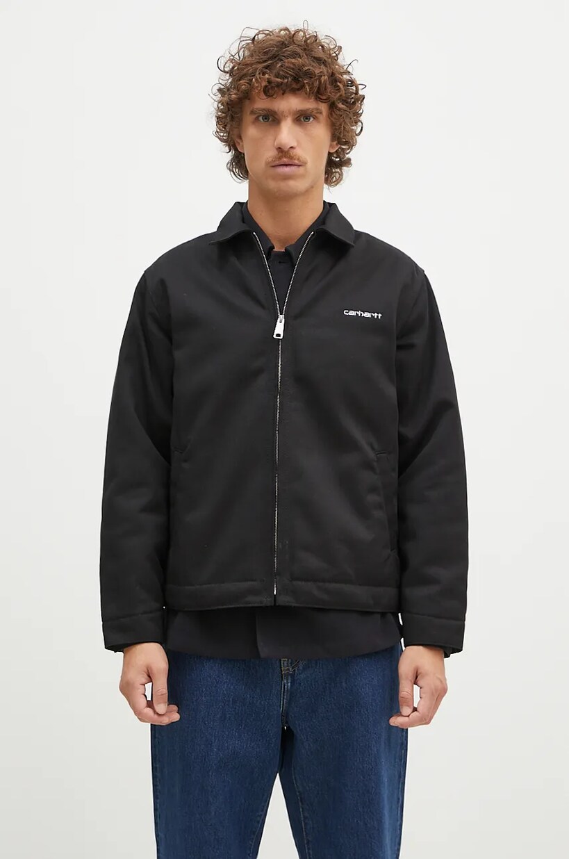 Carhartt WIP jacket Prospector Jacket men s black color at PRM US