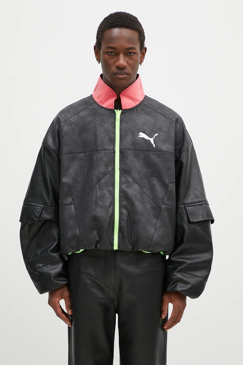 Puma reversible bomber jacket x Maison Kitsune men s black color at PRM US