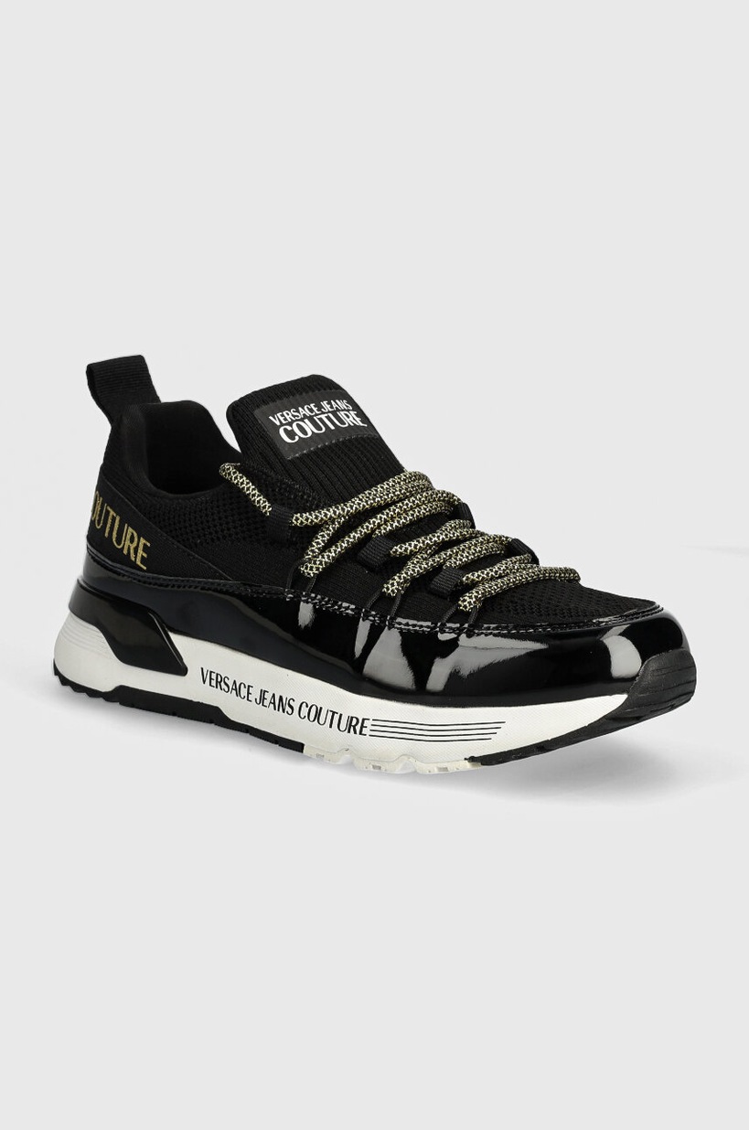 スニーカー VERSACE JEANS Woman Sneakers Black 75VA3SC2ZP307 899 Versace Jeans Couture 75VA3SC2 Czarny / Złoty - Bezpłatna