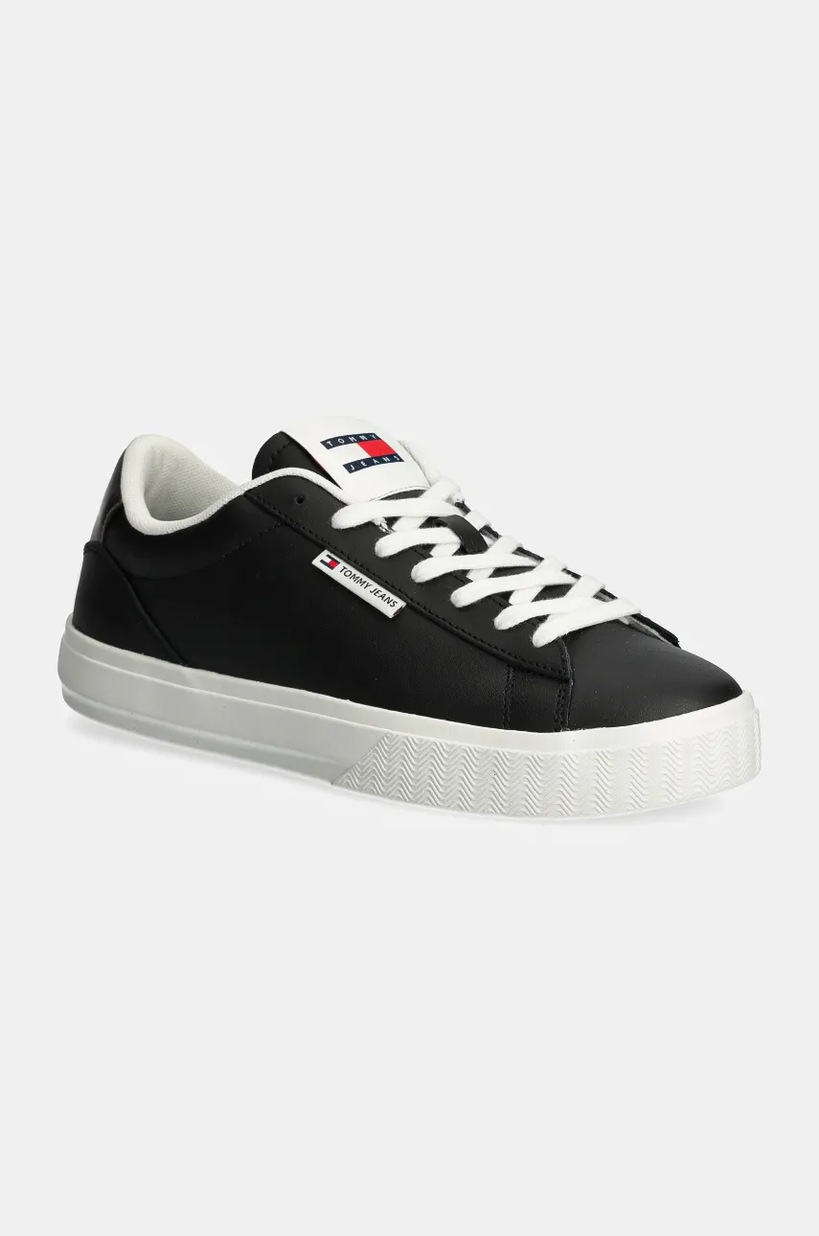 Tommy Jeans sneakers din piele TJW VULC FLATFORM LEOPARD culoarea