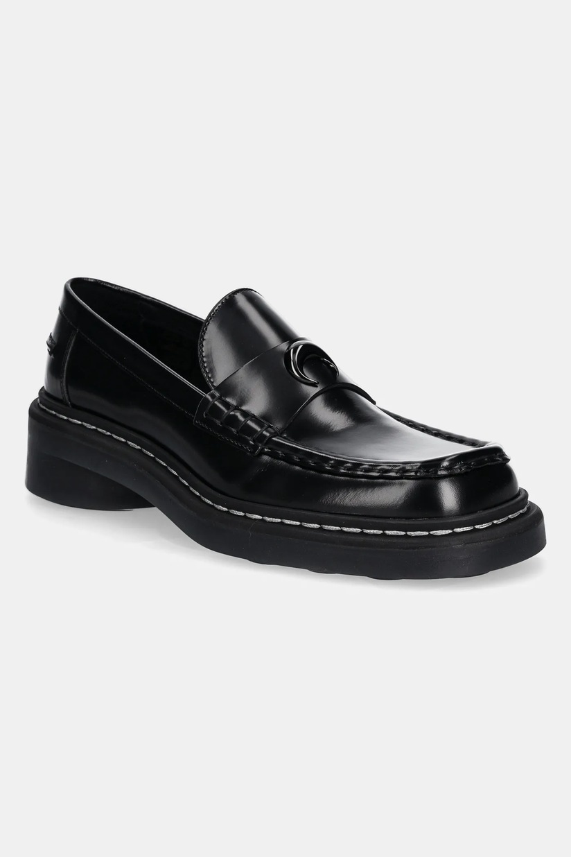 MARINE SERRE ブラック ローファー バブーシュ Marine Serre leather loafers Shiny Leather Ms Loaf women's black