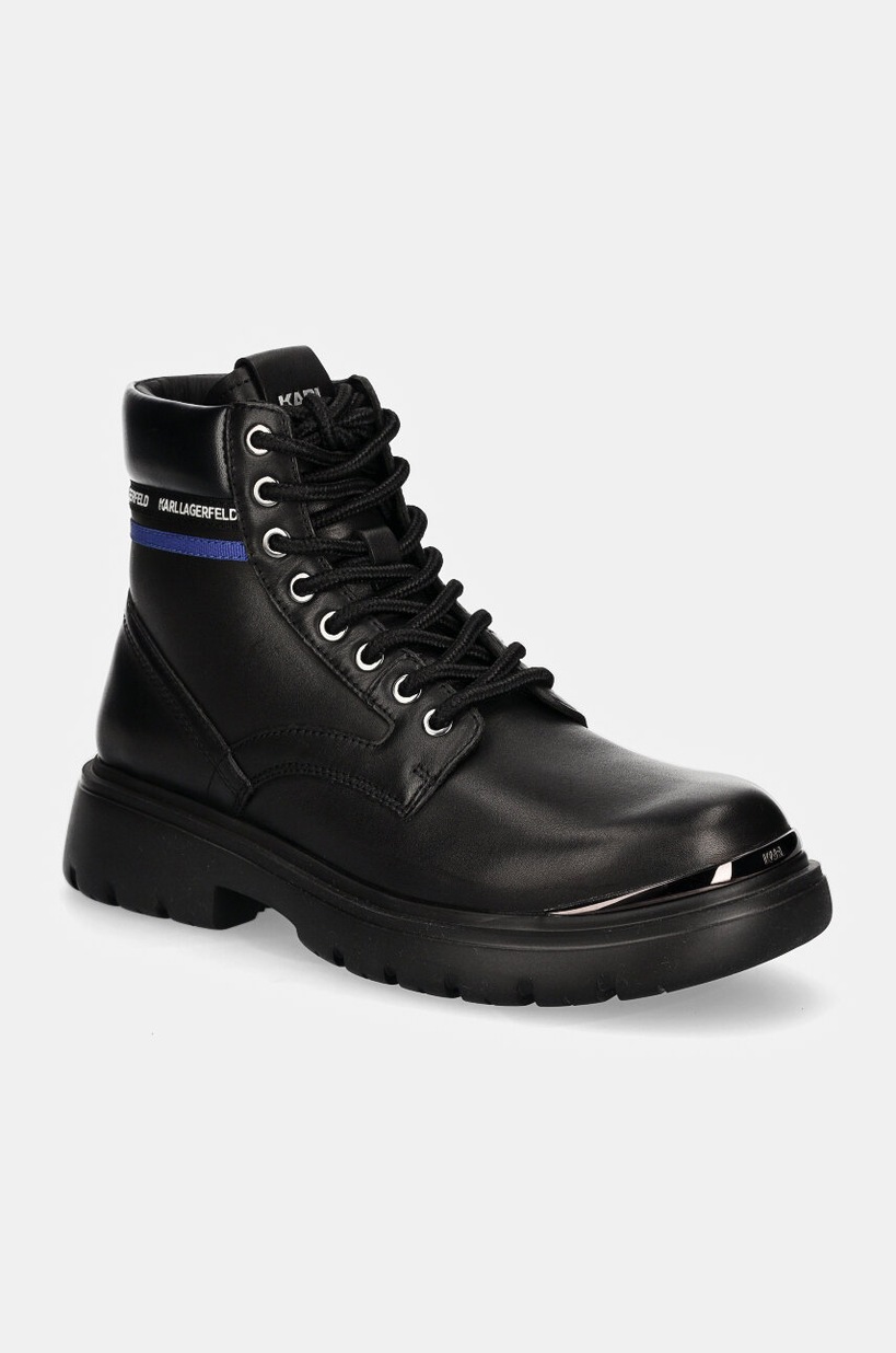 Armani Exchange ghete de piele barbati, culoarea negru, XUM018