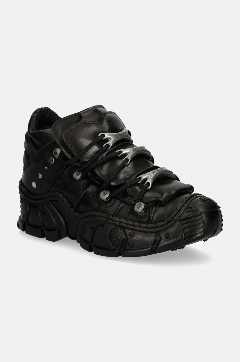 ★MIDNIGHT MOVE★ rose st t black NEW ROCK M.106-S29 TOWER SHOES Metallic Black Leather Biker