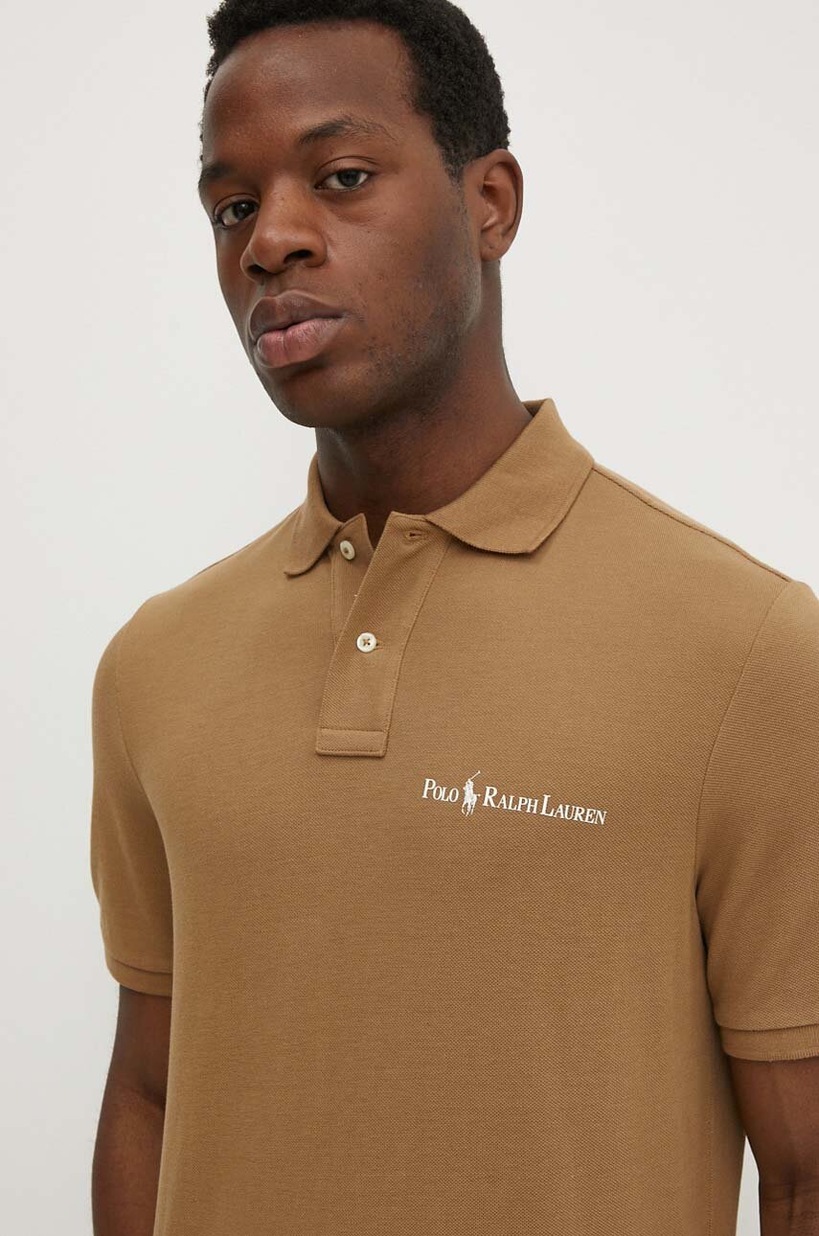 Polo Ralph Lauren cotton polo shirt brown color smooth