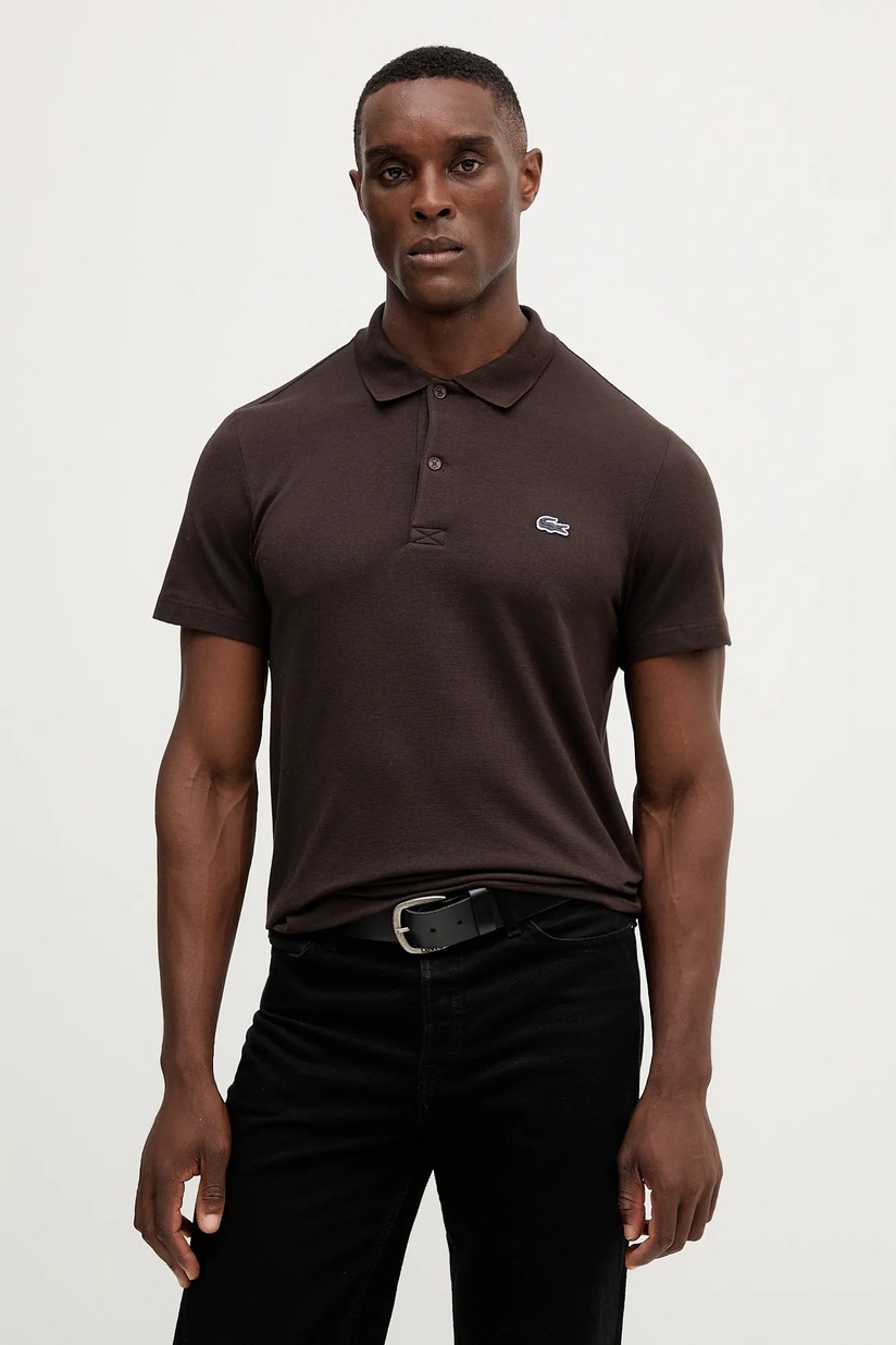 Lacoste polo shirt brown color smooth DH5522 at PRM US