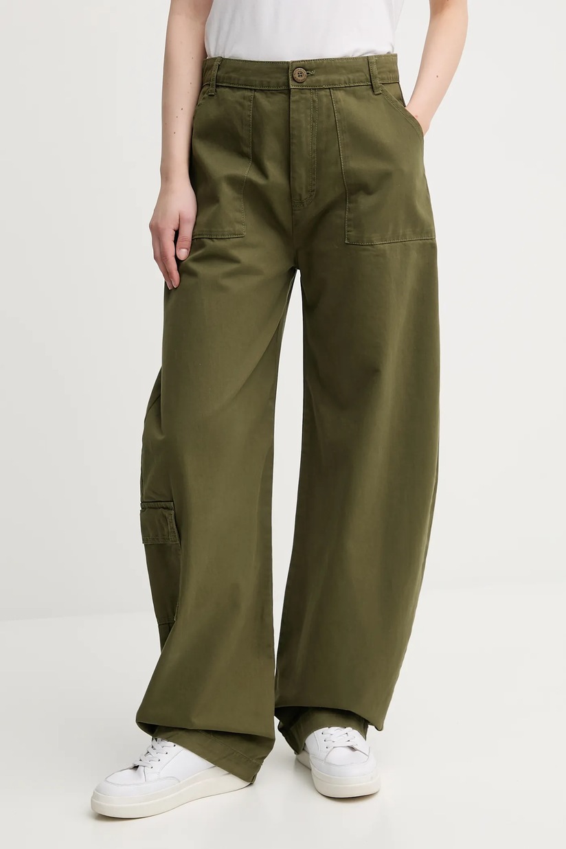 adidas Originals trousers 70s Wide Leg Pants women's green color