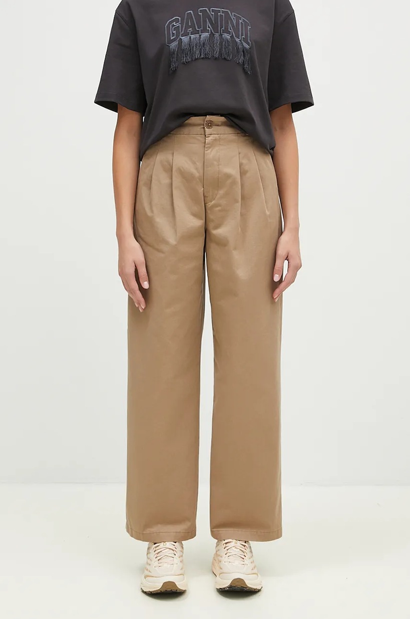 (大人気)No. beige color wide cotton pants Casual pants
