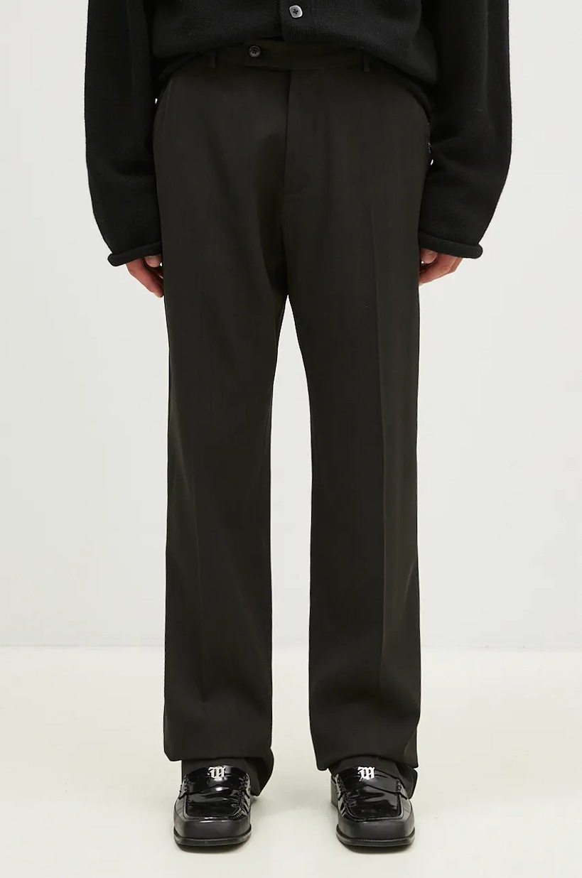 Kenzo wool trousers Pleated Tailored Pant black color FE65PA2149GE