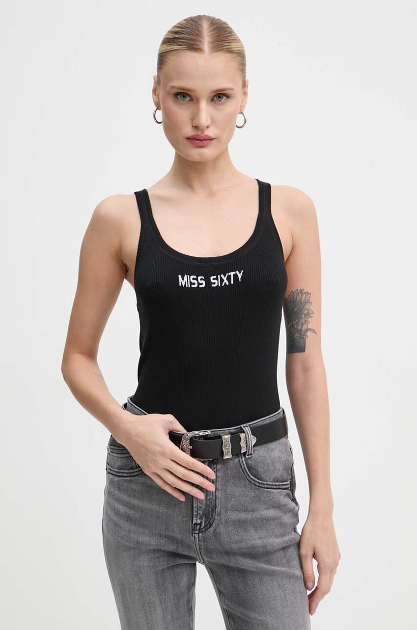 Хлопковый топ Miss Sixty цвет чёрный 6L2RJ3580000 | ANSWEAR.ua