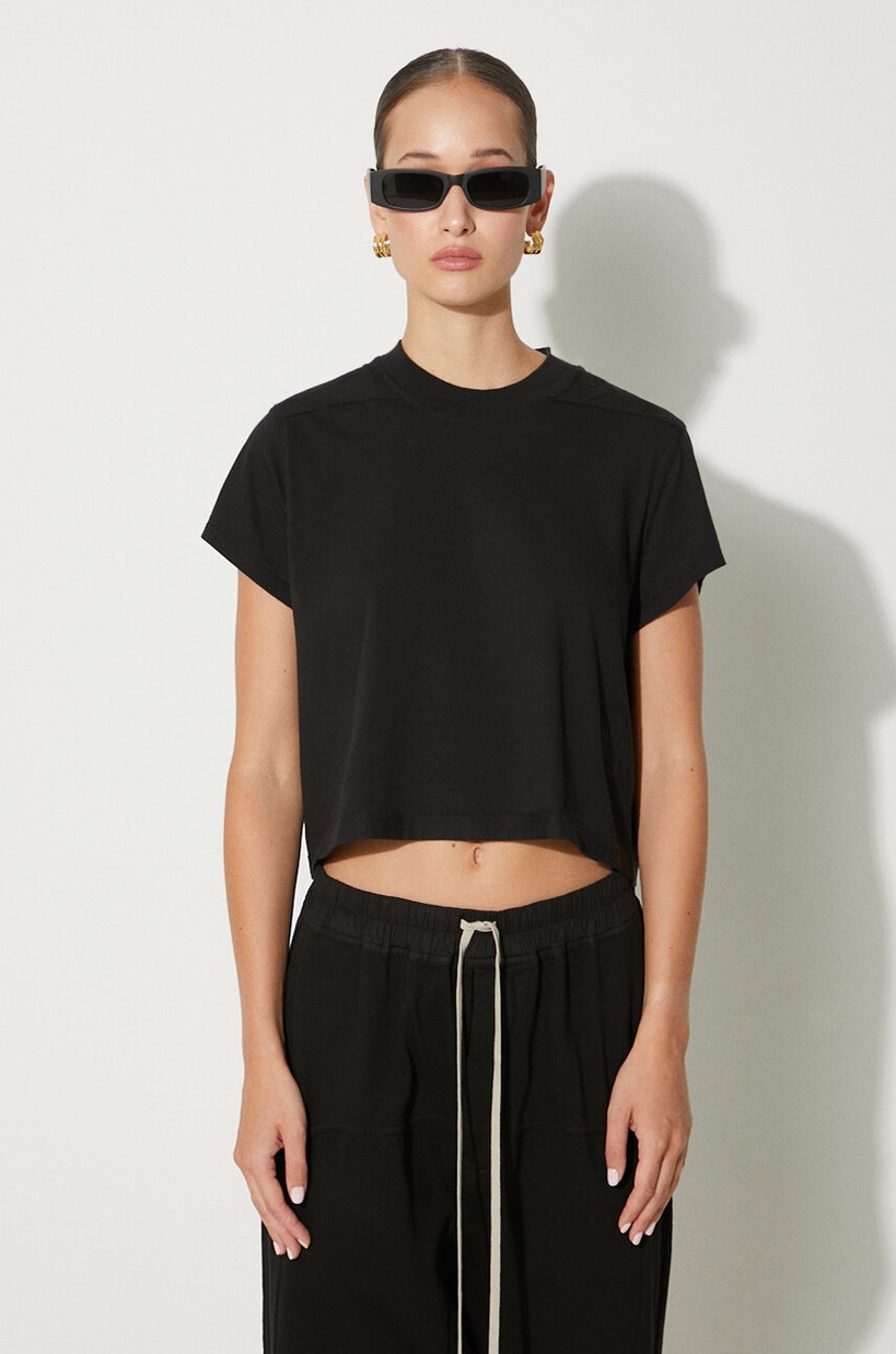 Rick Owens cotton t-shirt Cropped Small Level T women's black