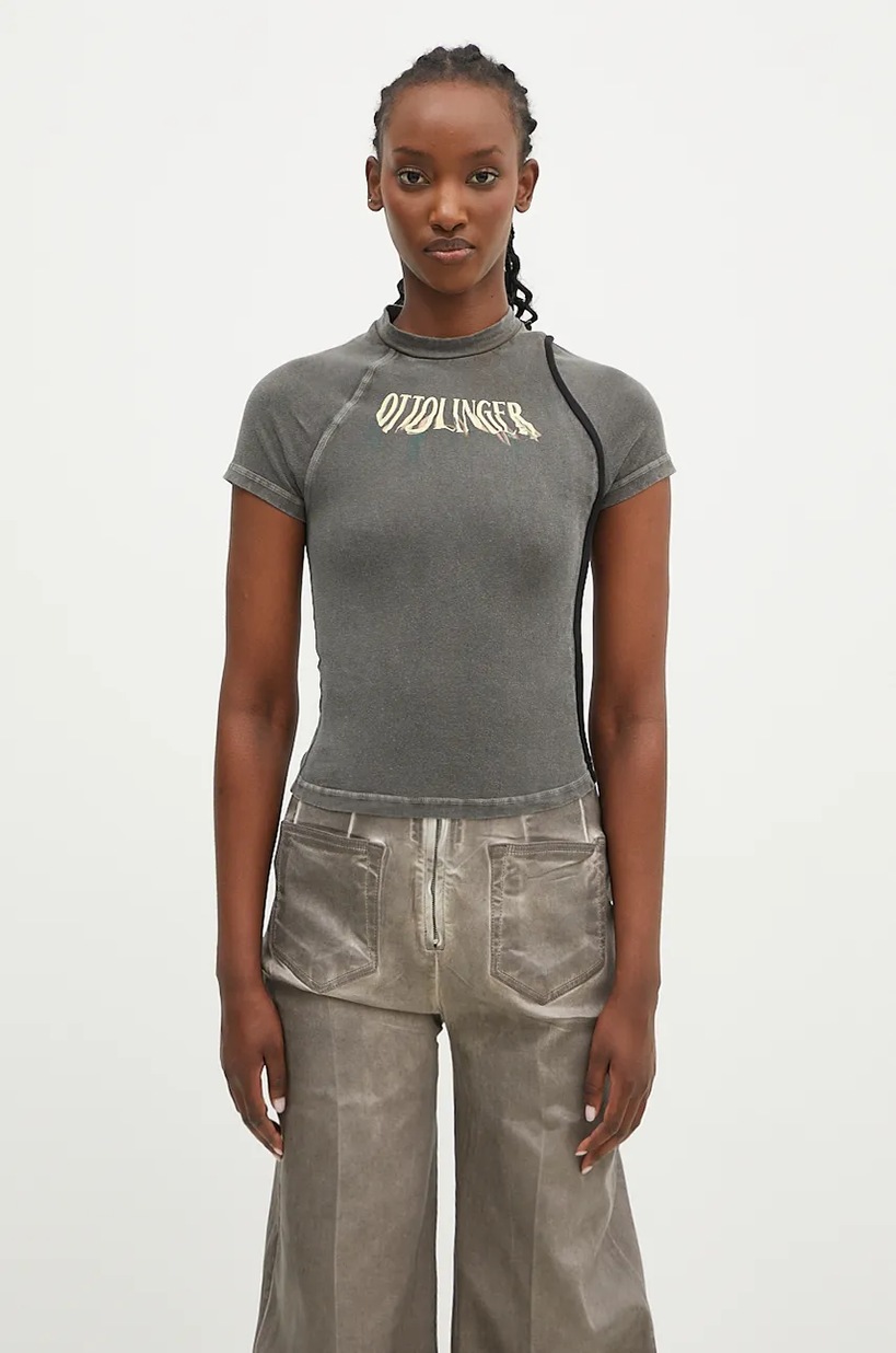 Ottolinger t-shirt Deconstructed Fitted T-Shirt women's gray color