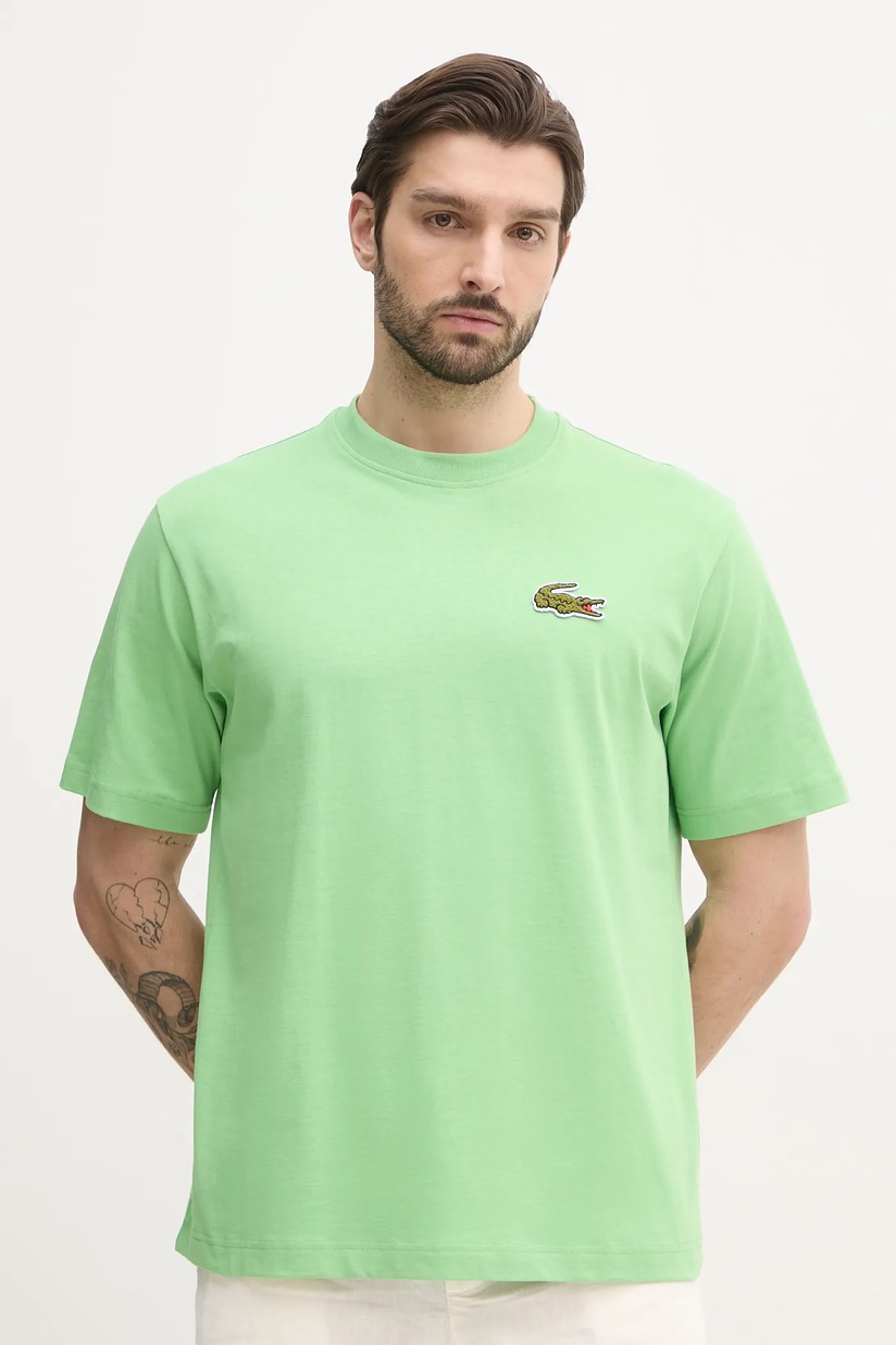 New Balance cotton t-shirt men's green color with an application