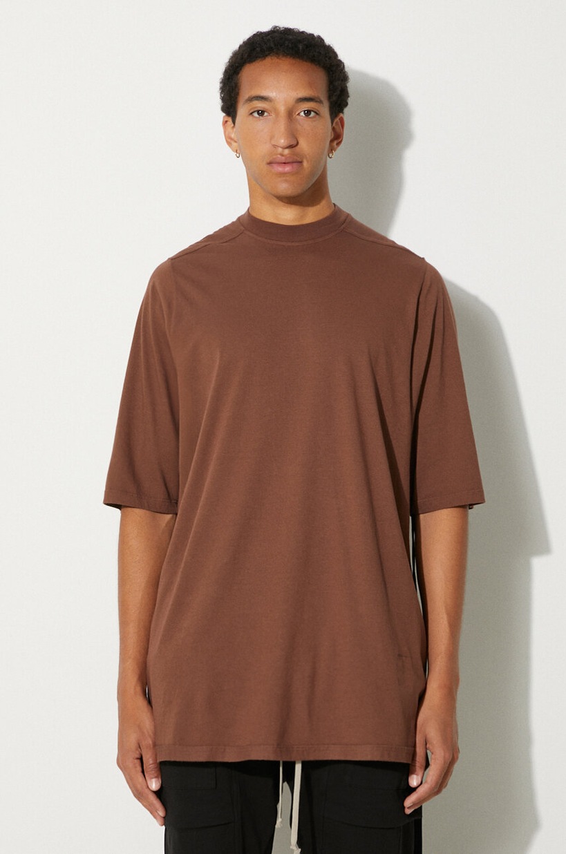 Rick Owens cotton t-shirt Tommy T men's brown color smooth