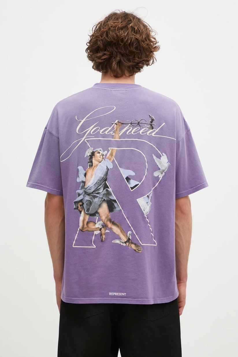 HERMÈS 推定ルメール期 カットソー Represent cotton t-shirt Hermes men's violet color with a print