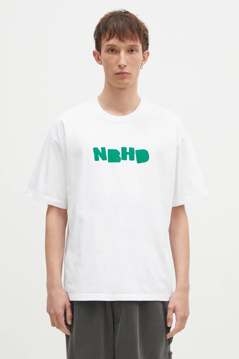 NEIGHBORHOOD t-shirt Tee SS-2 men's white color with a print