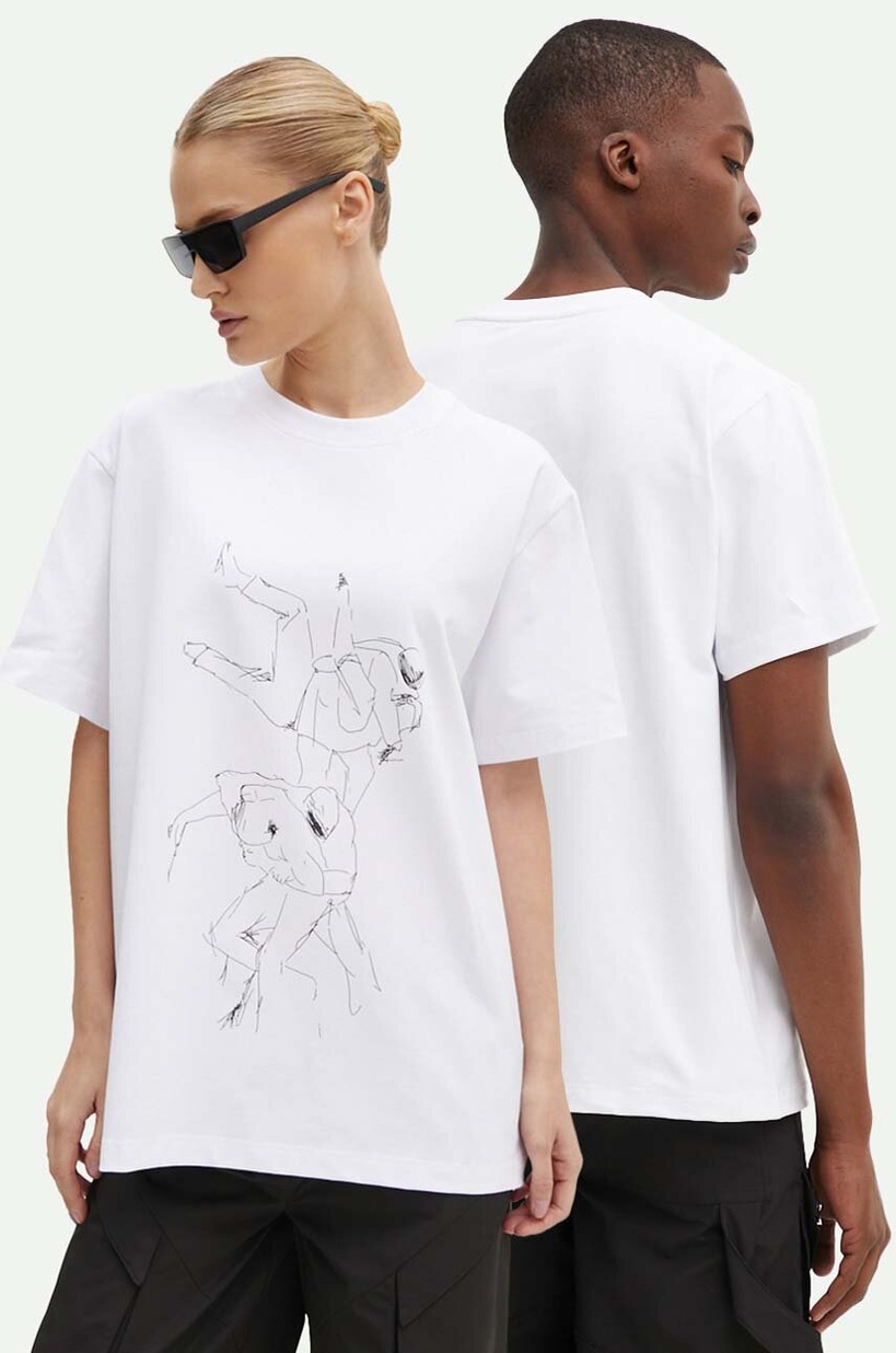 Heliot Emil t-shirt white color with a print M.09.125.BLK01 at PRM US
