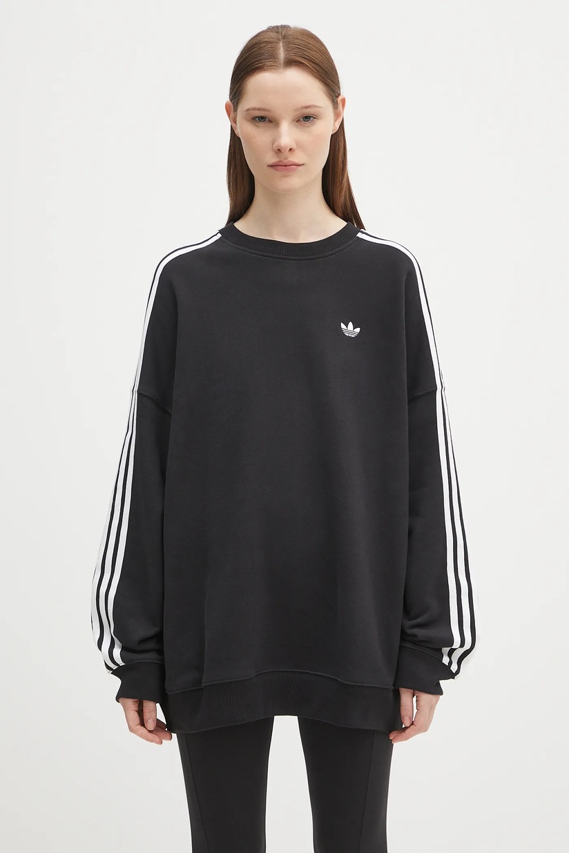 adidas Women's Trefoil Sweatshirt 黒 L adidas Originals sweatshirt Trefoil Hoodie women's black color