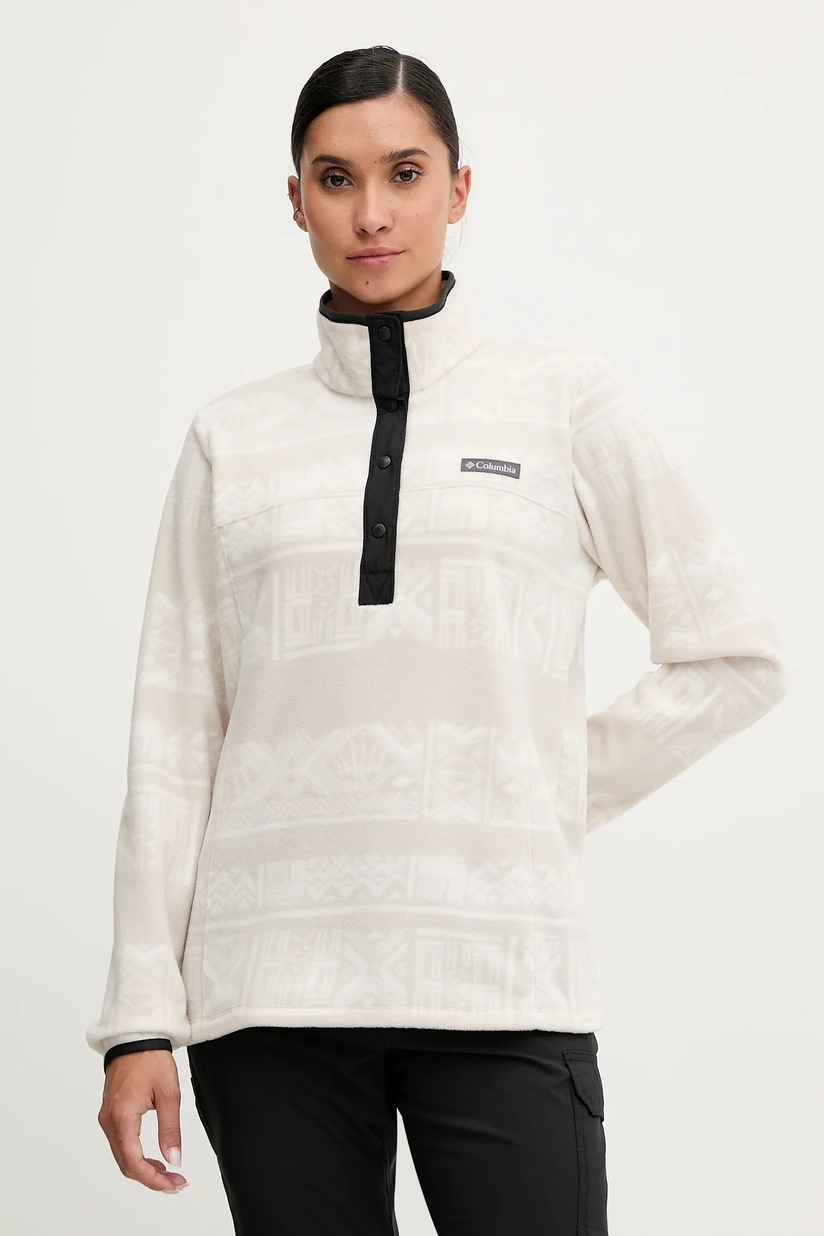 adidas Originals fleece sweatshirt Polarf Half Zip beige color