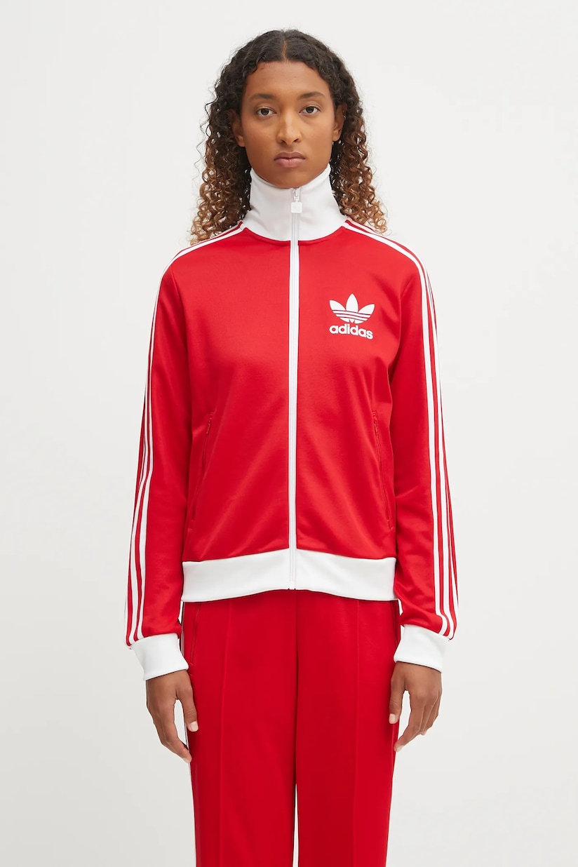 adidas Originals sweatshirt Oversized Tracktop women's red color adidas Originals sweatshirt Oversized Tracktop women's red color