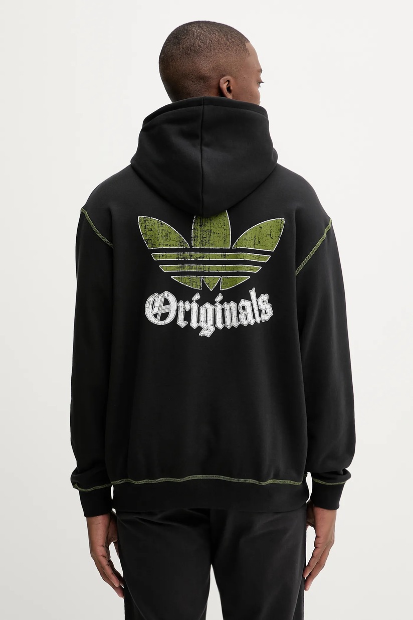 Хлопковая кофта adidas Originals Grfx Hoodie цвет чёрный с