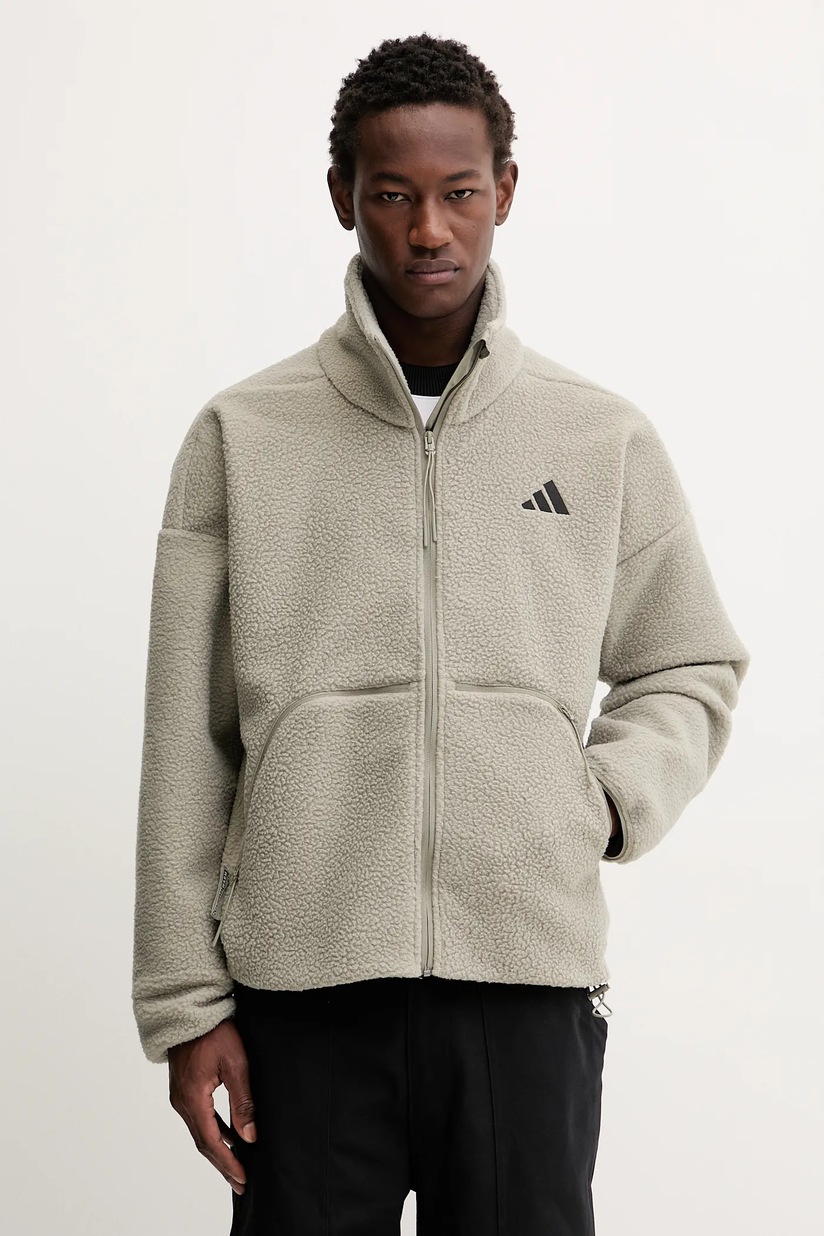 Флисовая кофта adidas City Tech цвет зелёный однотонная KB1199