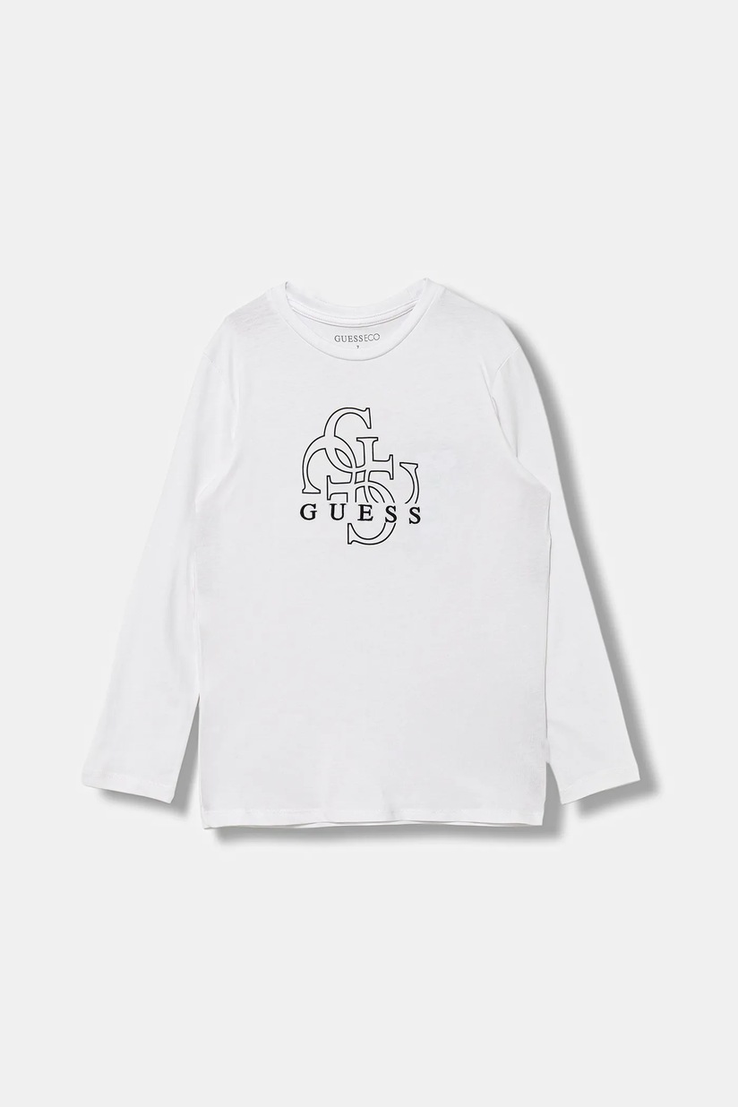 あんび Хлопковый детский лонгслив Guess цвет белый с принтом N4BI11 I3Z14