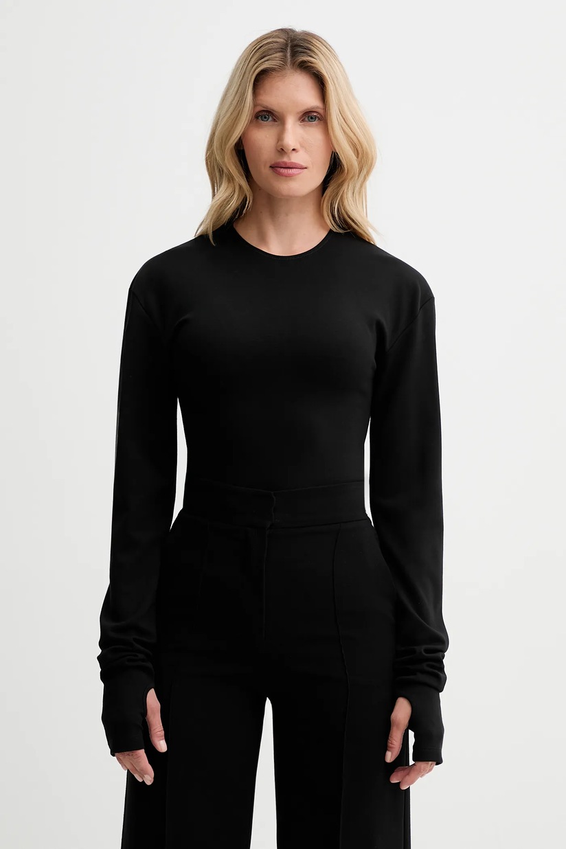 MM6 Maison Margiela longsleeve shirt women's black color S52NH0024