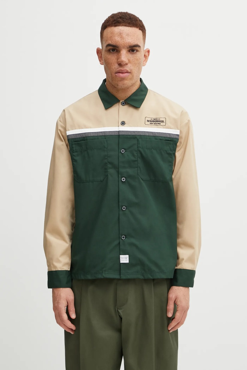 NEIGHBORHOOD shirt CLASSIC WORK BICOLOR green color regular