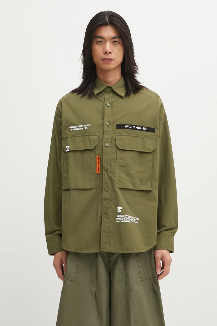 MM6 Maison Margiela cotton shirt men's green color relaxed