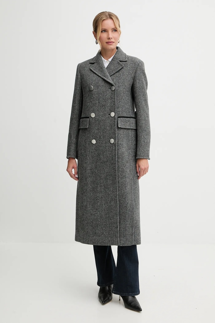 Abercrombie & Fitch palton de lana culoarea gri, de tranzitie