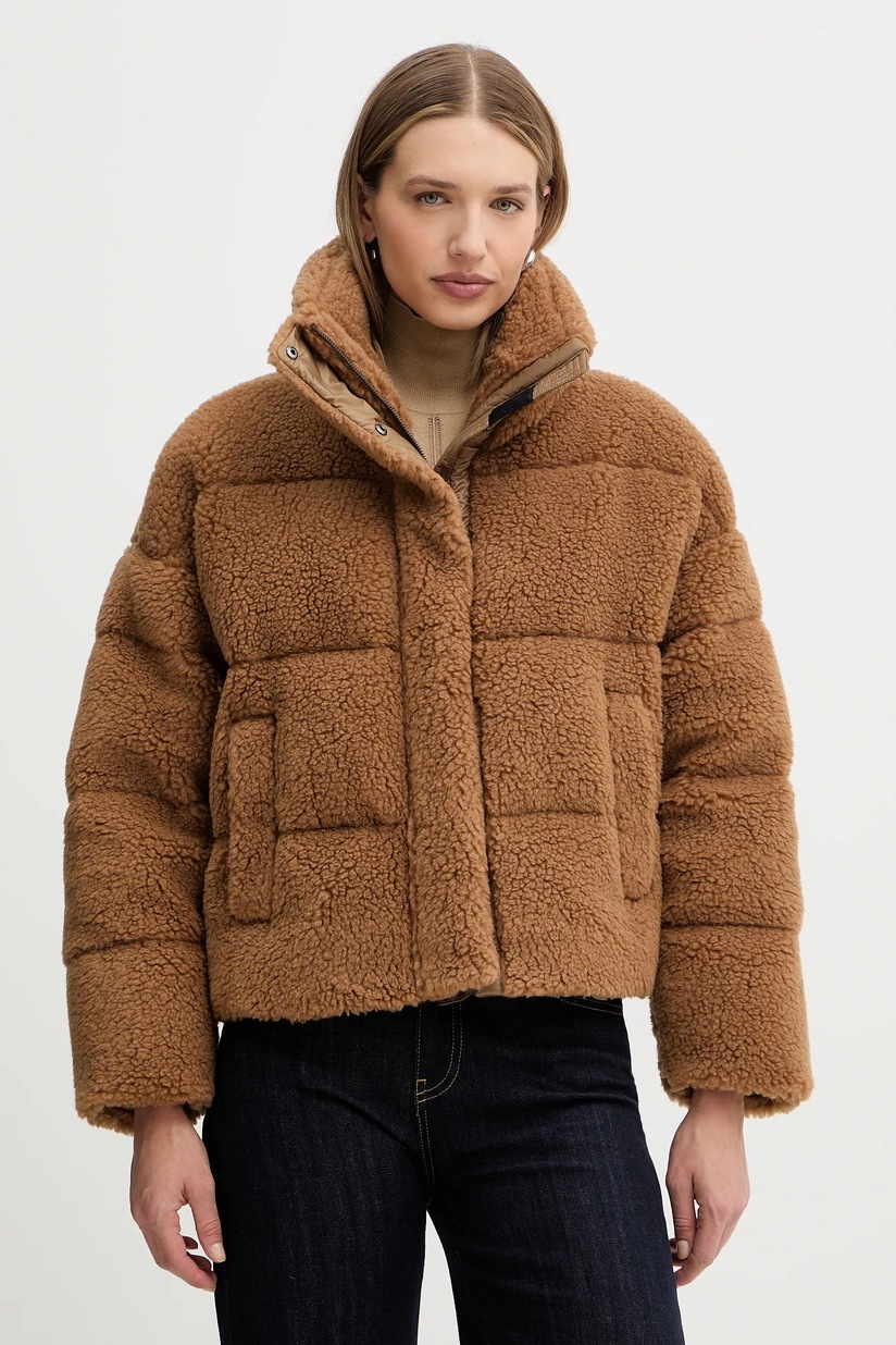 Weekend Max Mara kurtka z domieszką wełny ALFREDO kolor brązowy