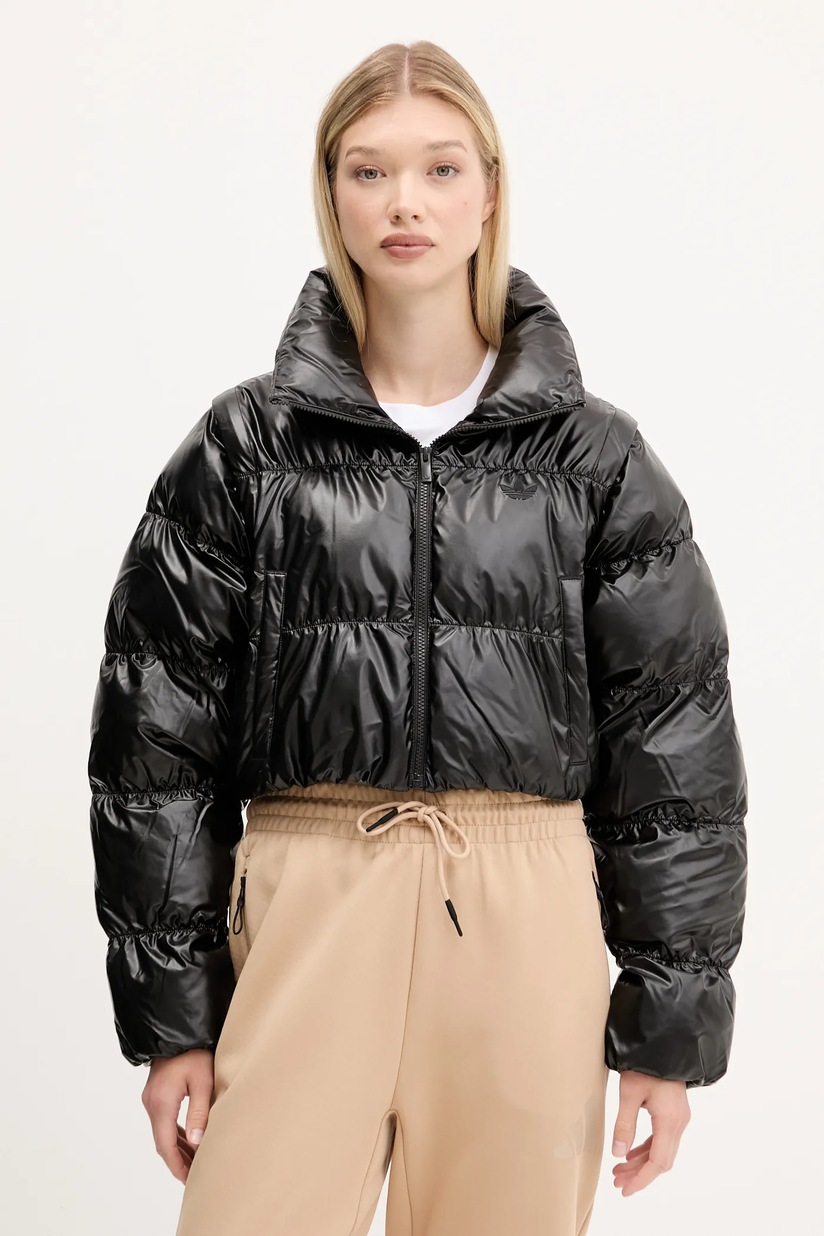 adidas Originals kurtka Short Puffer kolor brązowy zimowa JX2948
