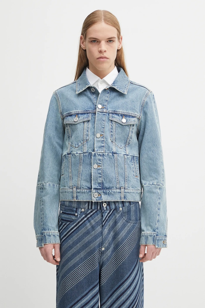 Marine Serre denim jacket Moon Laser Denim Trucker Jacket men's