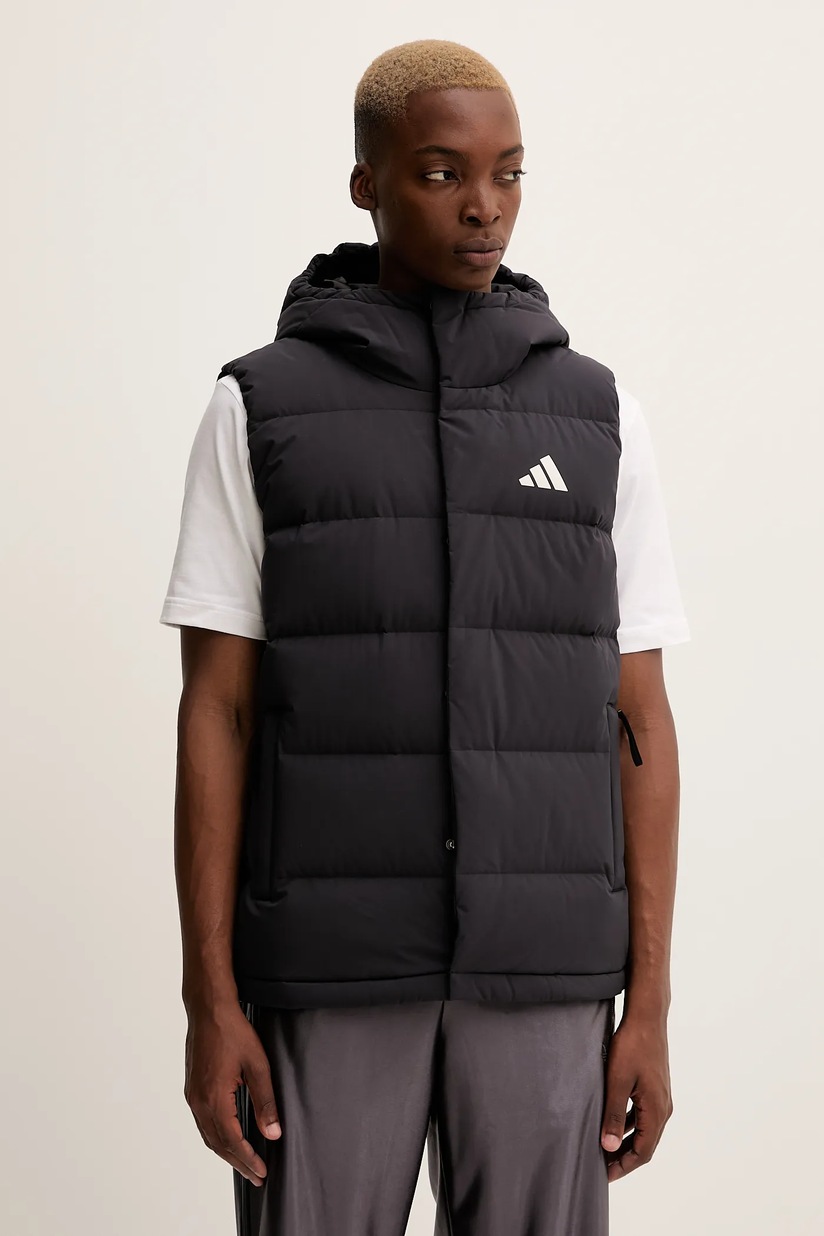 adidas vestă de puf bărbați, culoarea negru, de tranziție HZ5728