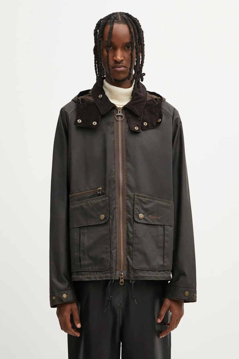 Barbour kurtka Border Wax Jacket męska kolor zielony przejściowa