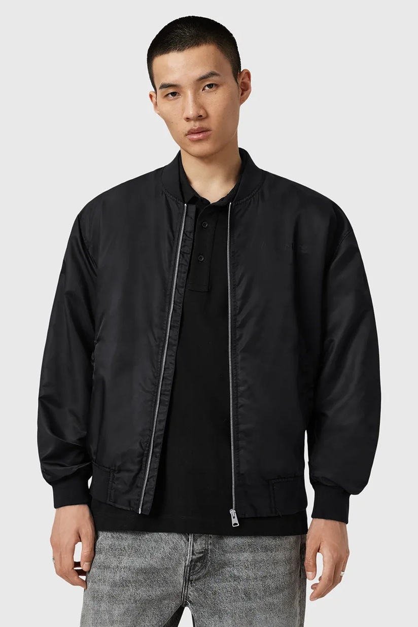Куртка-бомбер AllSaints мужская цвет чёрный переходная | ANSWEAR.ua