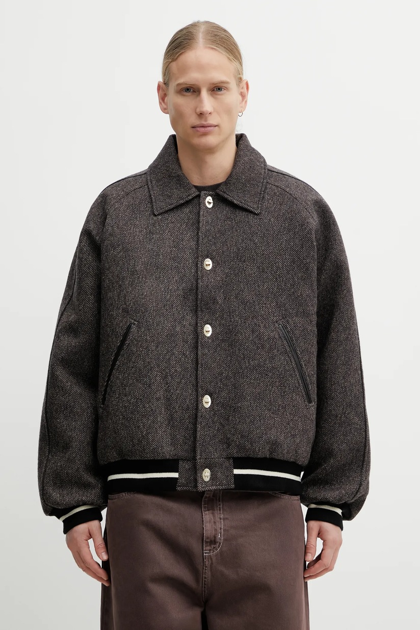 Wales Bonner wool jacket Homecoming Varsity Jacket gray color