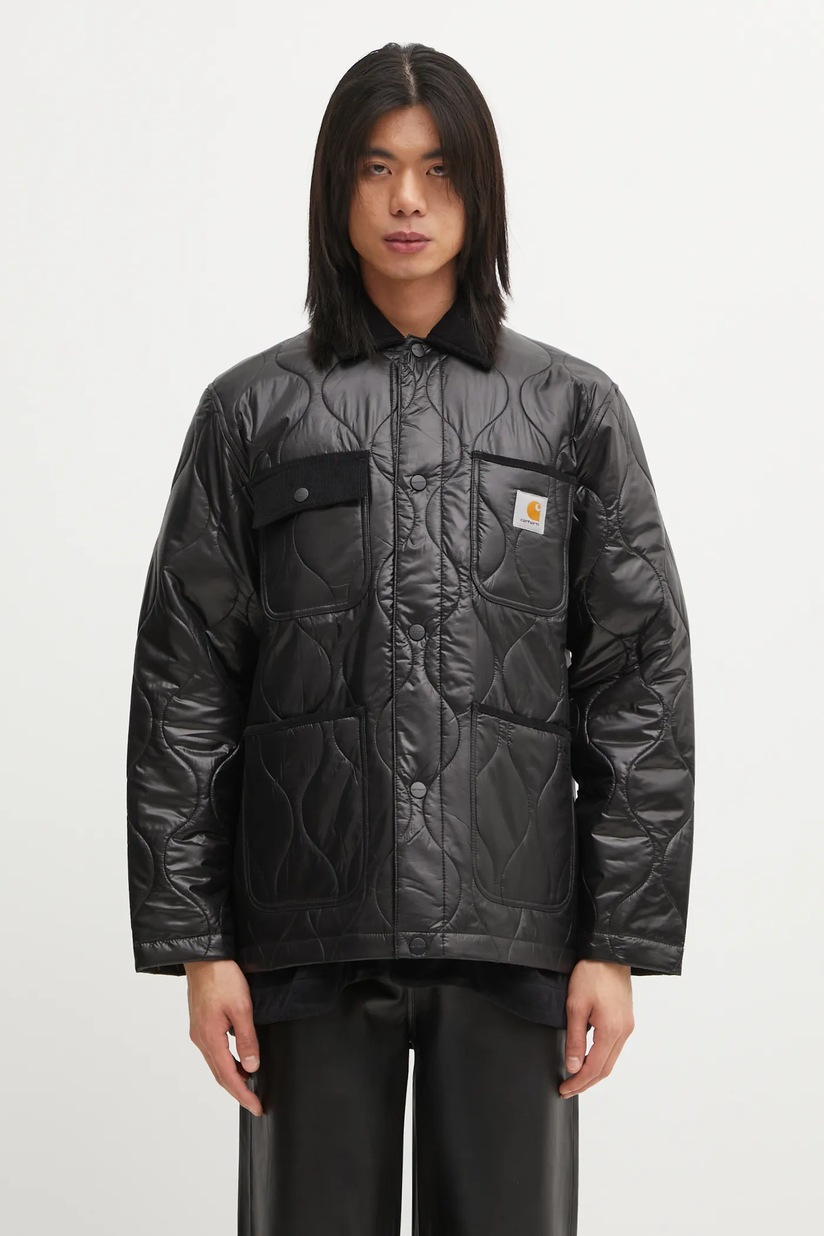 Carhartt WIP bomber jacket with wool Ray Jacket black color