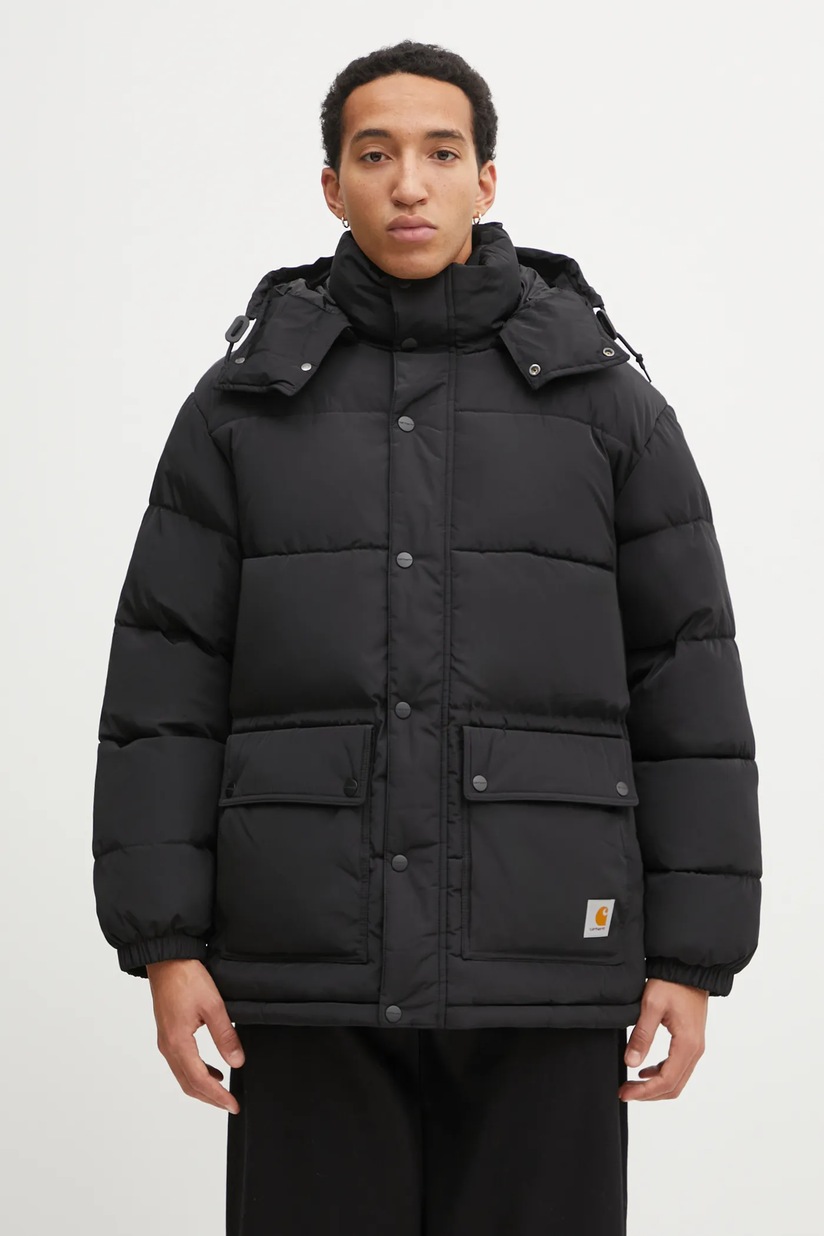 Carhartt WIP bomber jacket with wool Ray Jacket black color