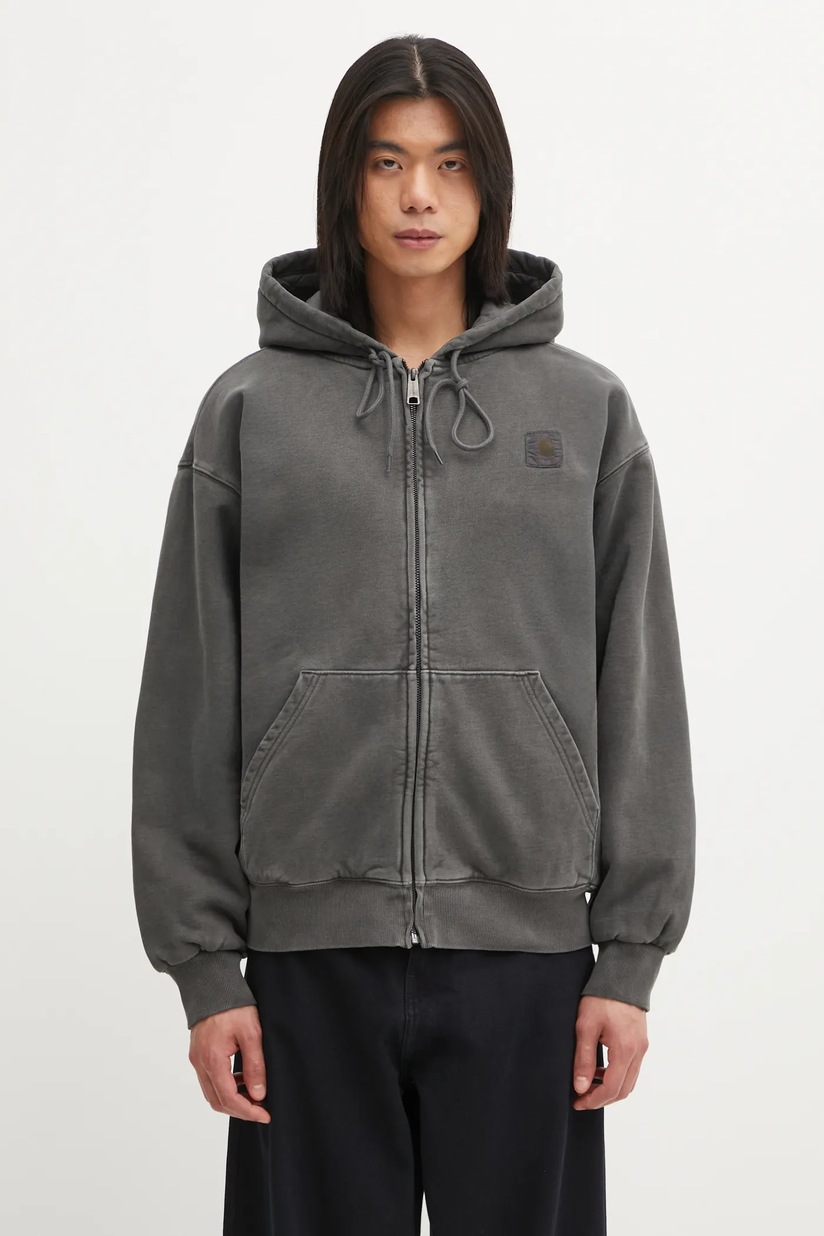 Carhartt WIP cotton sweatshirt Hooded Vista Jacket gray color