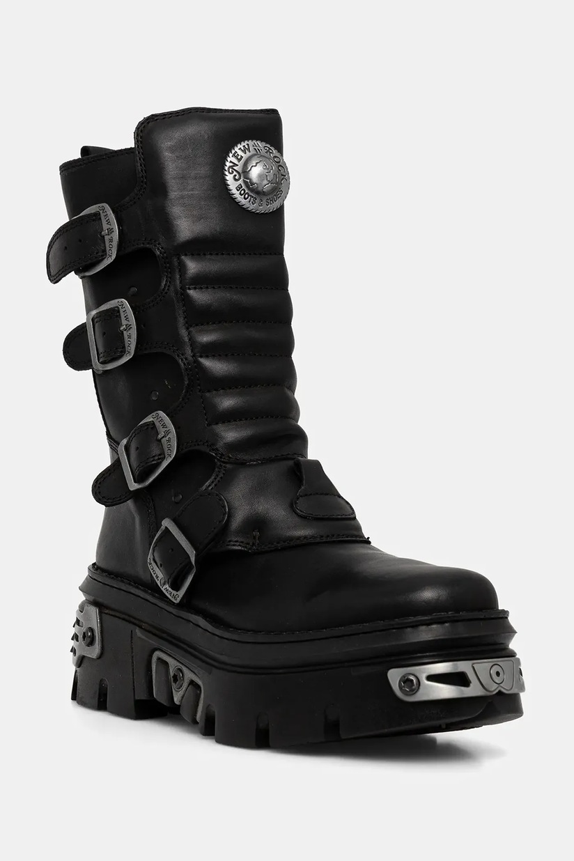 New Rock leather biker boots CRUST NEGRO REACTOR CASCO TOBERAS