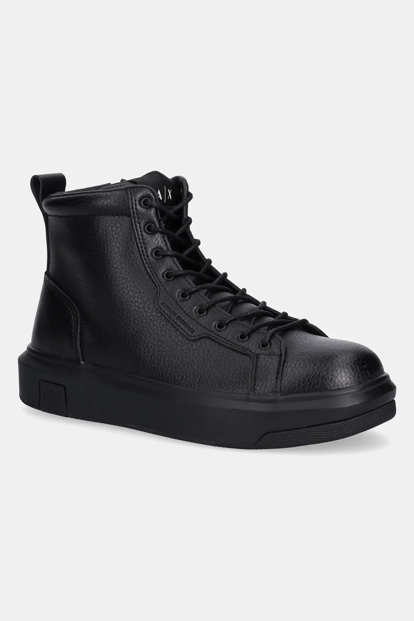Armani Exchange ghete de piele barbati, culoarea negru, XUM018
